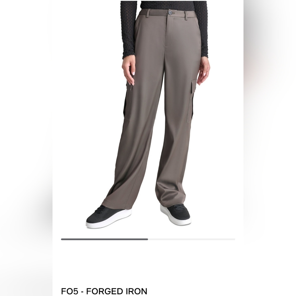 DKNY Jeans Stretched Satin Forged Iron Cargo Pants